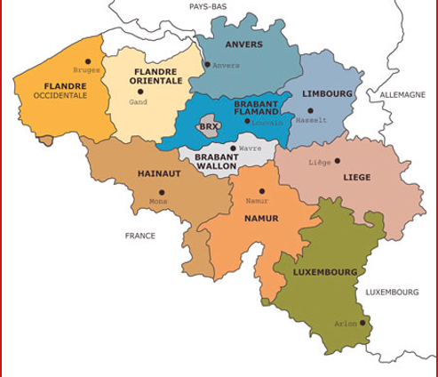 Бельгиум провинция. Фландрия и Брабант. Walloon Provinces. Regions provinces