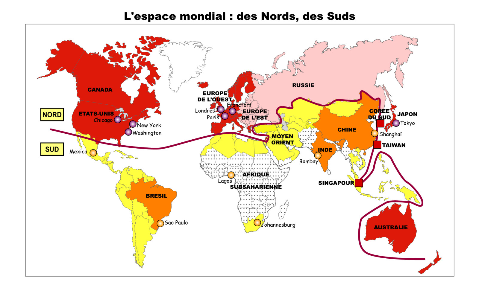 La carte des Nord et des Sud
