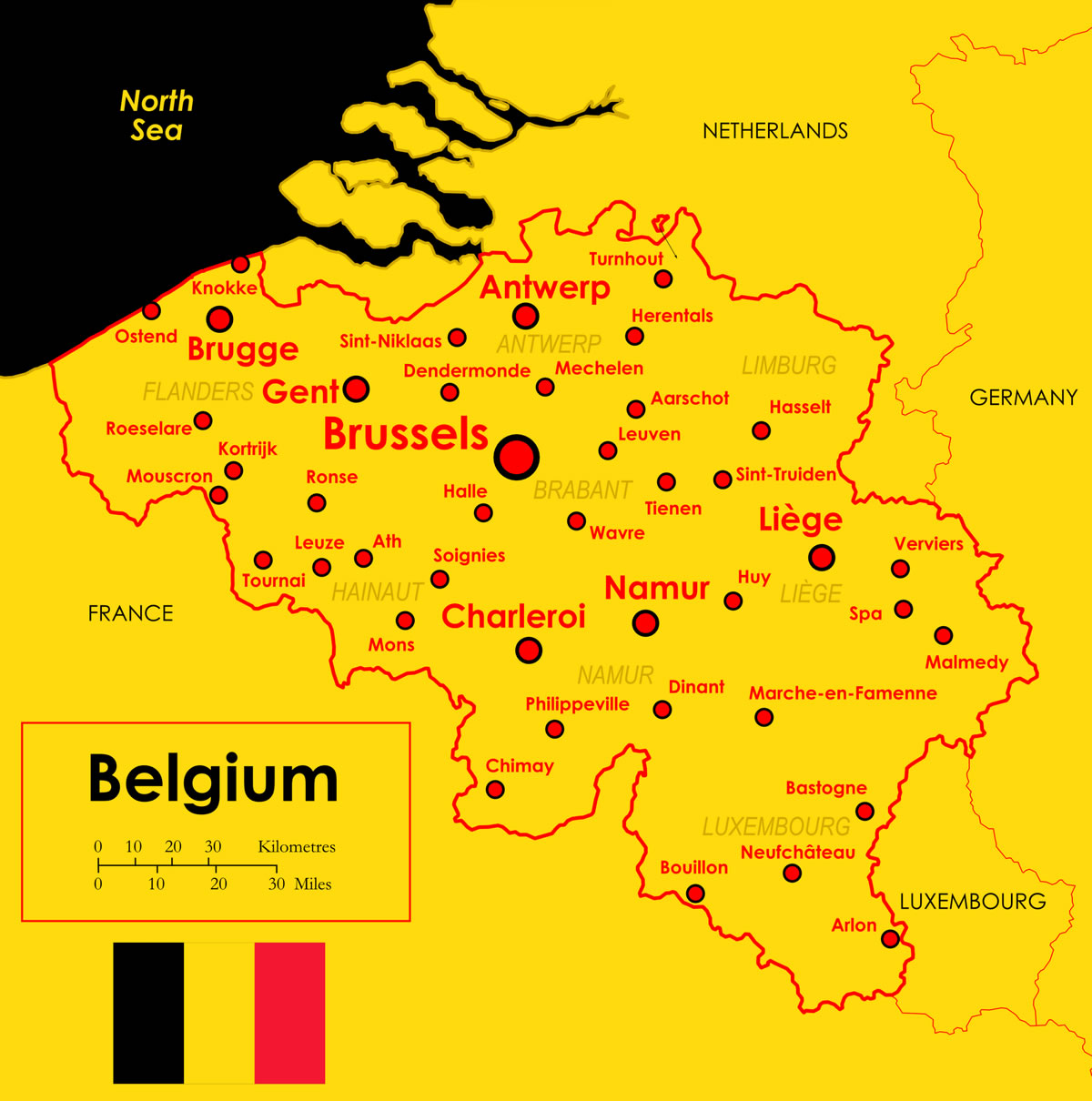 Carte Grande Villes Belgique 